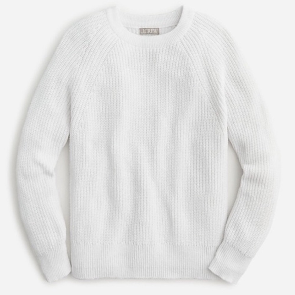 J. Crew White Organic Cotton Fisherman Knit Sweater Medium - Picture 2 of 11